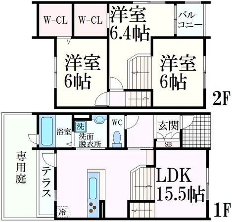 岡本駅 徒歩12分 1-2階の物件間取画像